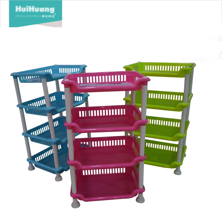 
cheap price colorful kitchen bathroom besides plastic PP 4 layers rack storage kitchen storage rack bathroom storage rack 