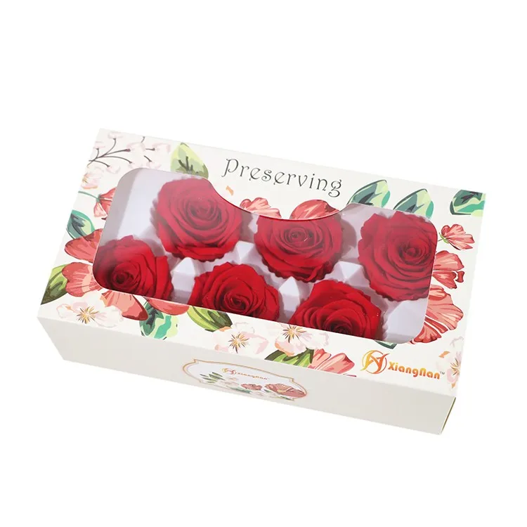 Оптовая продажа, свадебное украшение, класс 5-6 см, настоящая на ощупь розовая голова, сохраненные цветы, розы