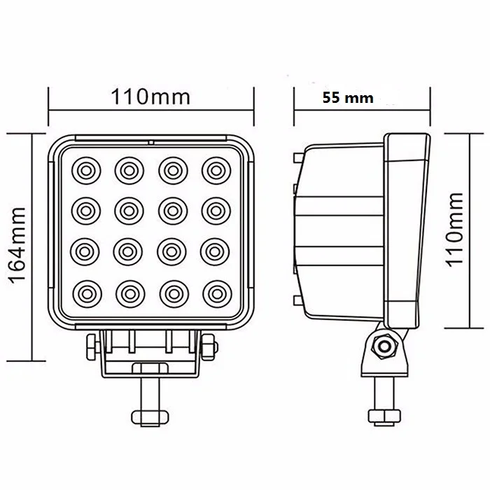 
LG-WE1603S 12V Excavator Dozer Marine Boat Thick 16 LED 48W Epistar Flood Spot LED Fog Driving Work Light 