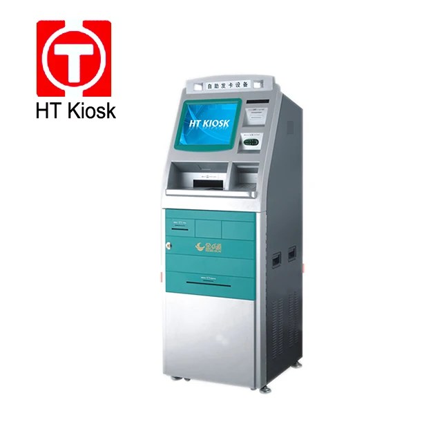 19 21.5 inch Dual Screen Card Dispenser Kiosk With Cash Accept SIM Card reader Mobile terminal machine thermal printer