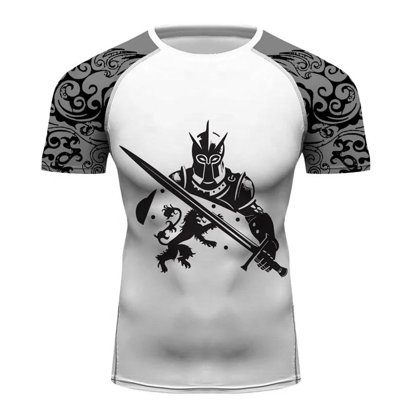 Boy Men Printing Rash Guards Knight Lion Tshirt Cool Running MMA BJJ Tee Tops Lannister Thrones Clothes