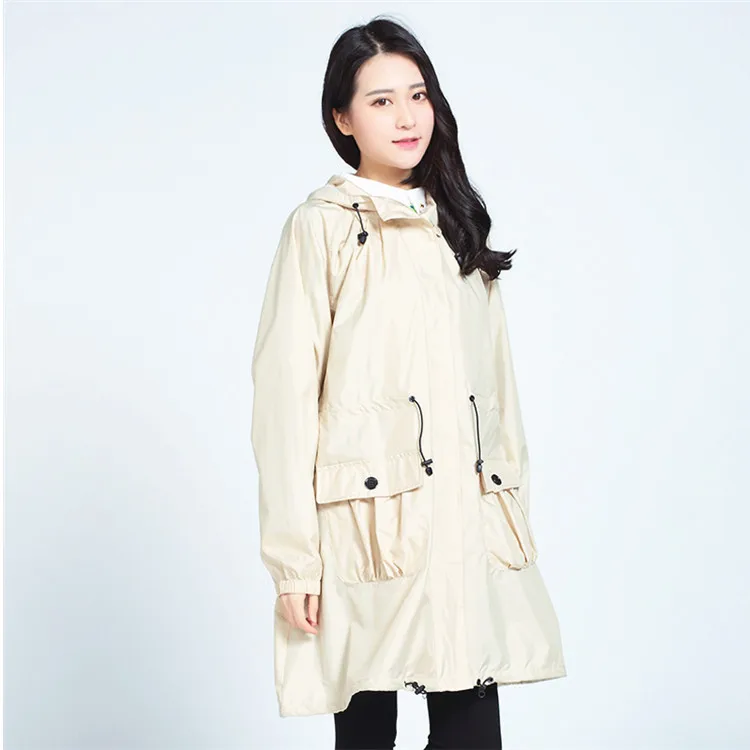 Female fashion adult hiking long waterproof raincoat breathable Korean Version cute raincoat Windbreaker raincoat