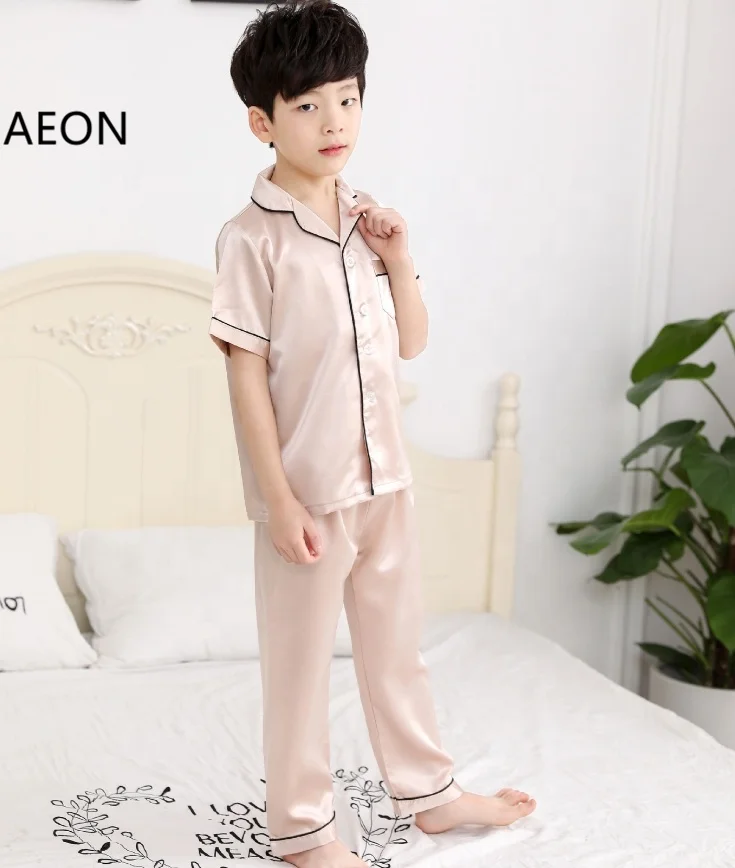 
Toddler Boys and Girls Soft Silk Satin Pajamas Set Pure Color Short and Long Pyjamas Set Sleepwear 