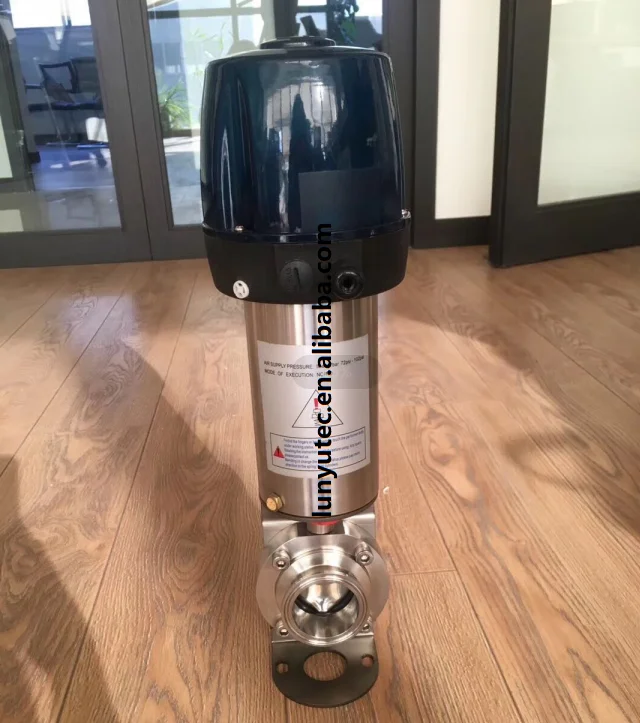 Stainless Steel Sanitary Pneumatic Butterfly Valve with Top Control Device