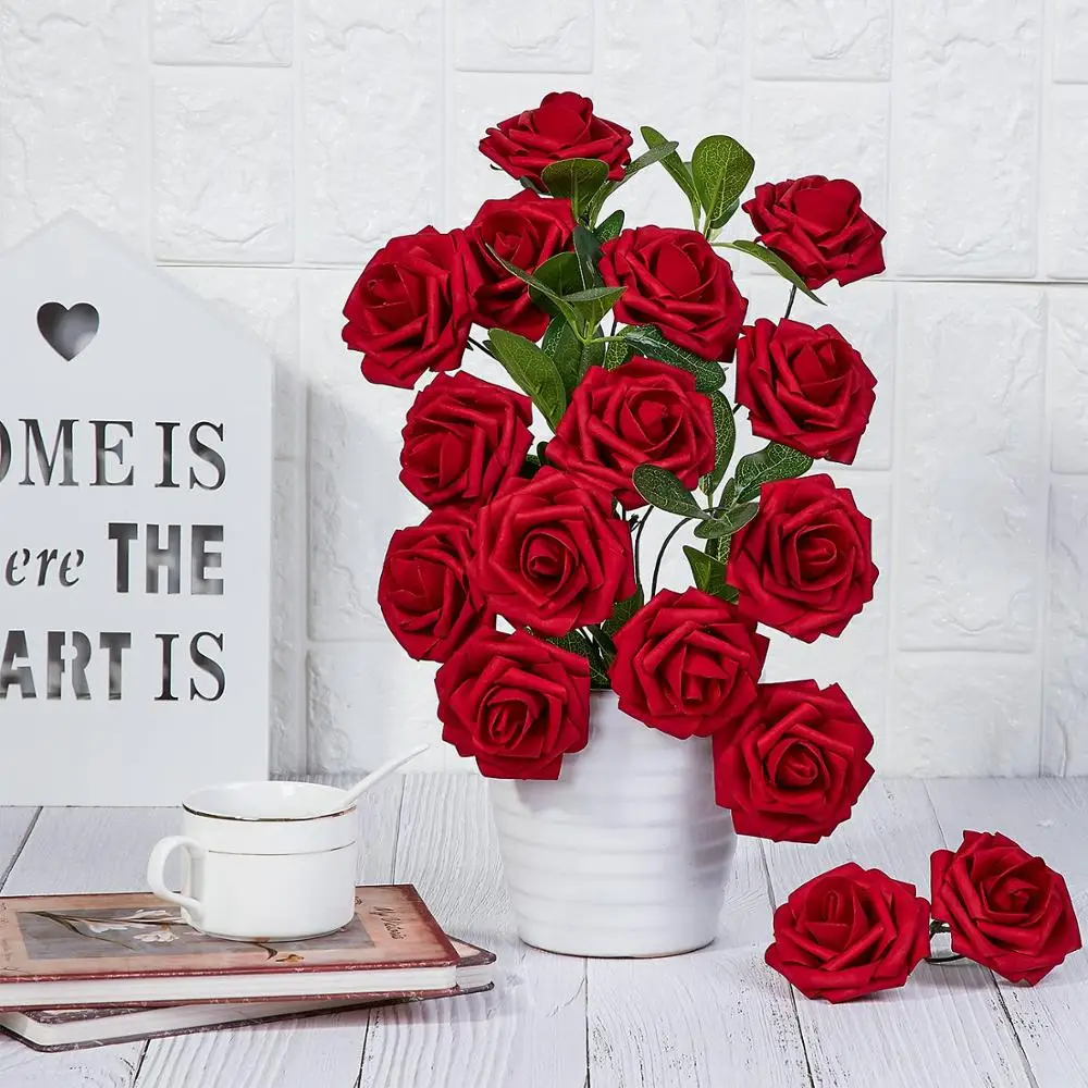 Rose Flowers Artificial Flowers Wedding Flowers Red Fake Rose