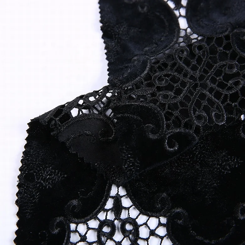 Wholesale cheap water soluble black velvet fabric lace embroidery patch fabric