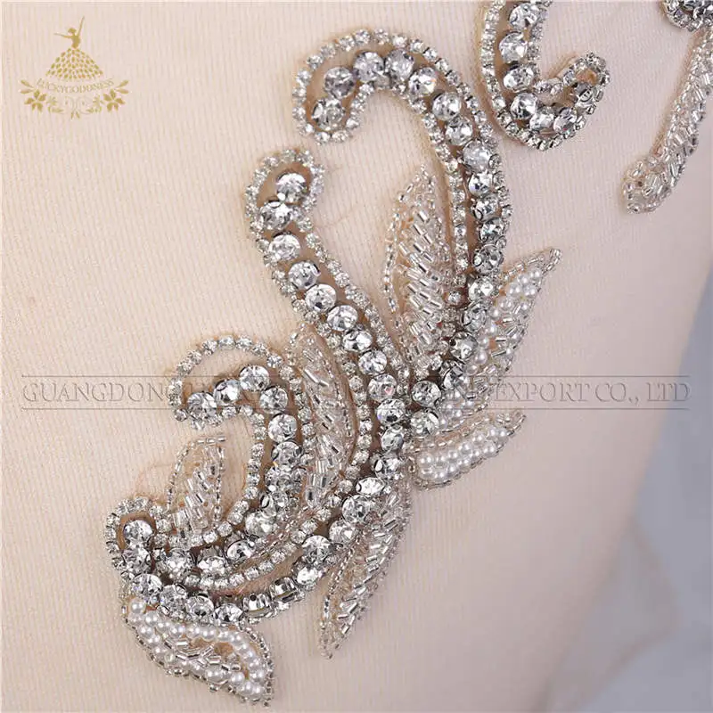 Hot sale  bridal large beaded  applique patches design wedding panels