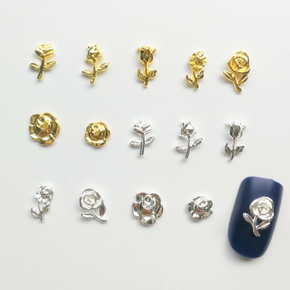 
3D nail art alloy rose jewelry parts nail art rose metal parts metal rose nail art decoration 
