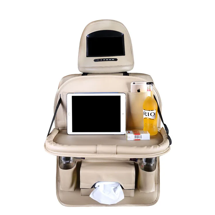 Amazon waterproof travelling kids car back seat organizer with tray