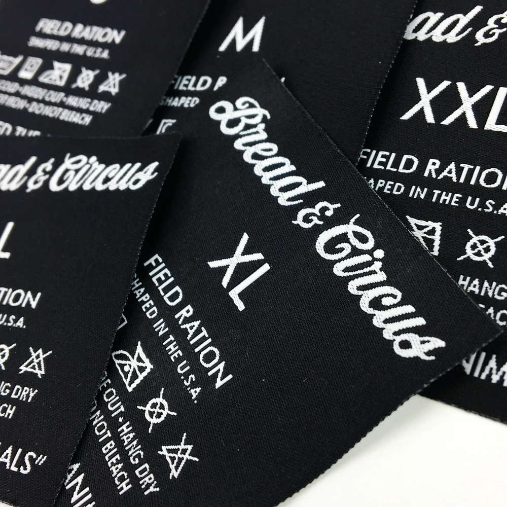 Garment Labels and Tags Polyester Fabric Woven care Labels For Clothing