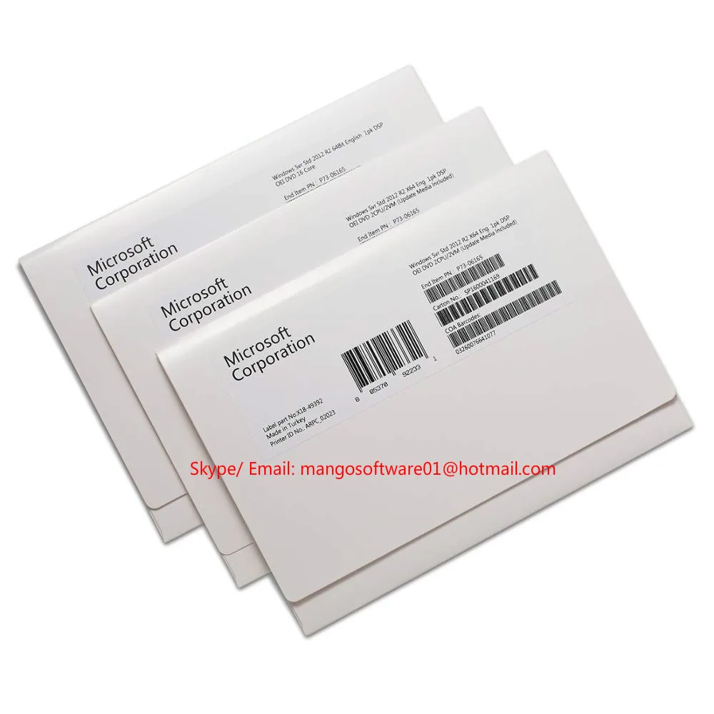 
Microsoft Windows Sever 2012 R2 Standard 64 bits DVD oem package Activation online 