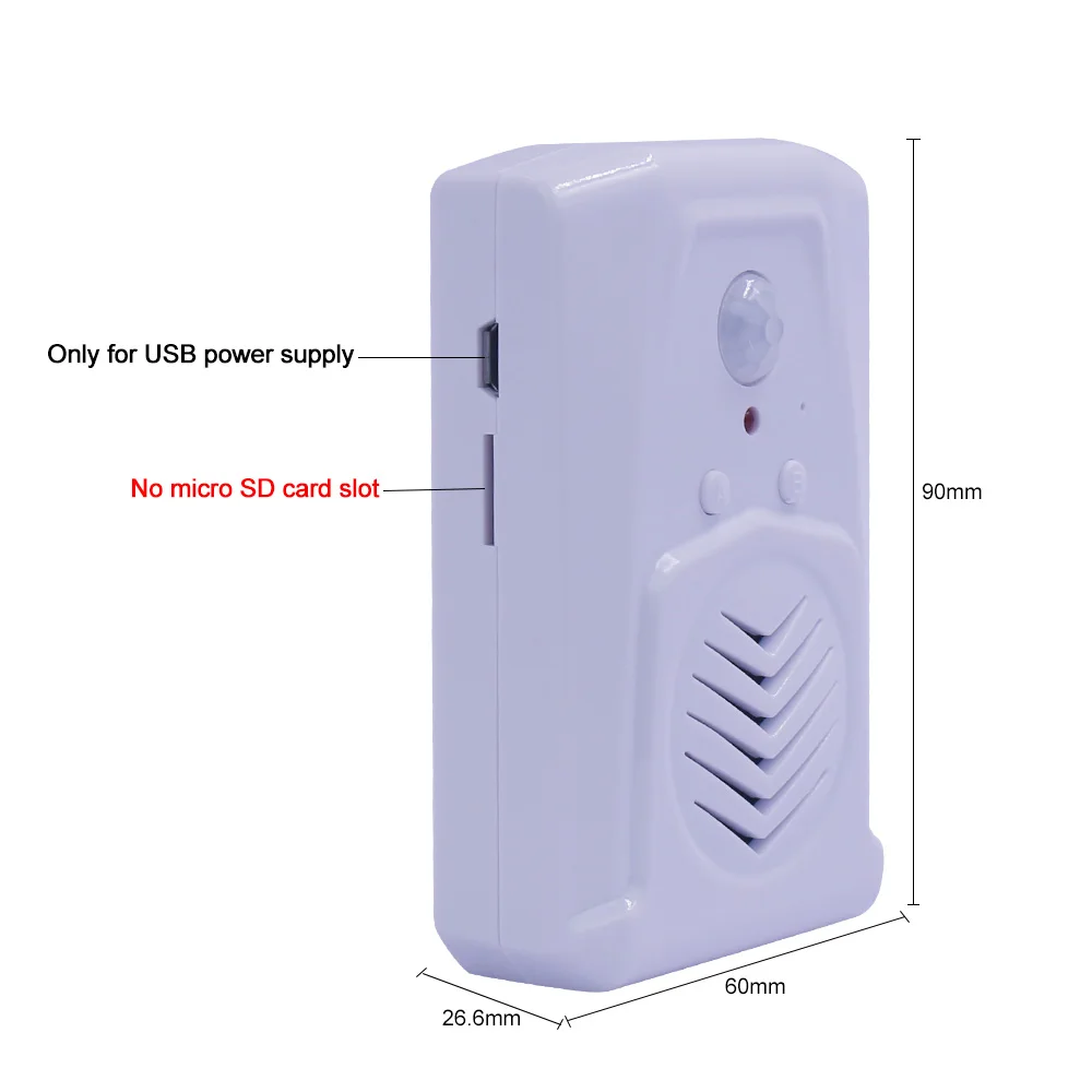 Small Indoor Door Bell Wireless PIR Motion Sensor Voice Recordable Sound Smart Doorbell