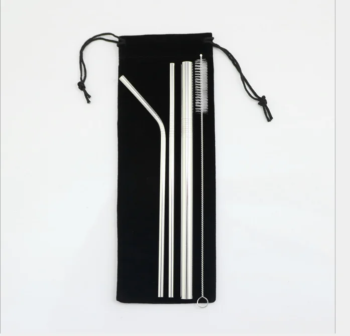 Экологичный многоразовый 304 из нержавеющей стали набор соломинок для пляжных напитков диаметром 6/8 мм с чистящей щеткой баров