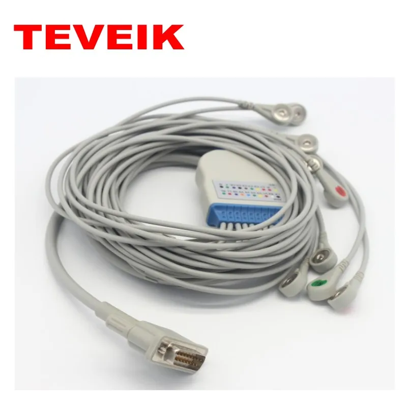 Shenzhen Teveik Factory 10 leads ECG EKG Leadwires Cable Compatible with M1770A PageWriter 200i