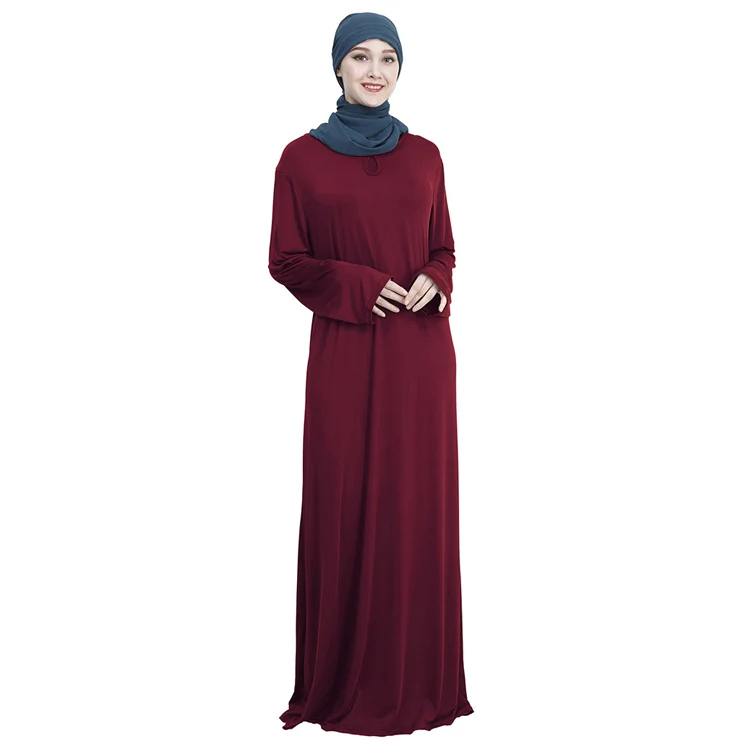 New Fashion Solid Color Maxi Size Arab Abaya Muslim Women Long Dress