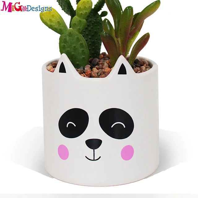 
Novelty Design Green Ceramic Ins Cactus Shape Self Watering Indoor Planter Garden Planter Pot For Home Decor 