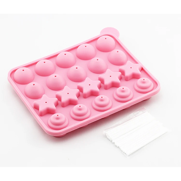 20 holes ECO-friendly Hard Candy cake pop mold tray DIY silicone Lollipop Mold with stick