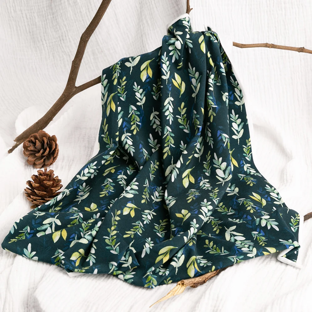 
Hot sale leaf accept custom design printing cotton lycra fabric for dress 