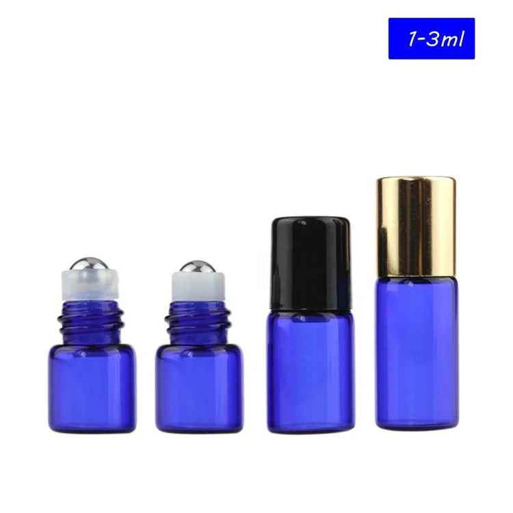 Wholesale mini 1ml 2ml 3ml 5ml glass roll on bottle with metal roller