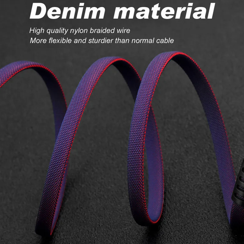 
2019 Hot Sale Top quality fast speed Denim Nylon braided cable usb cable 