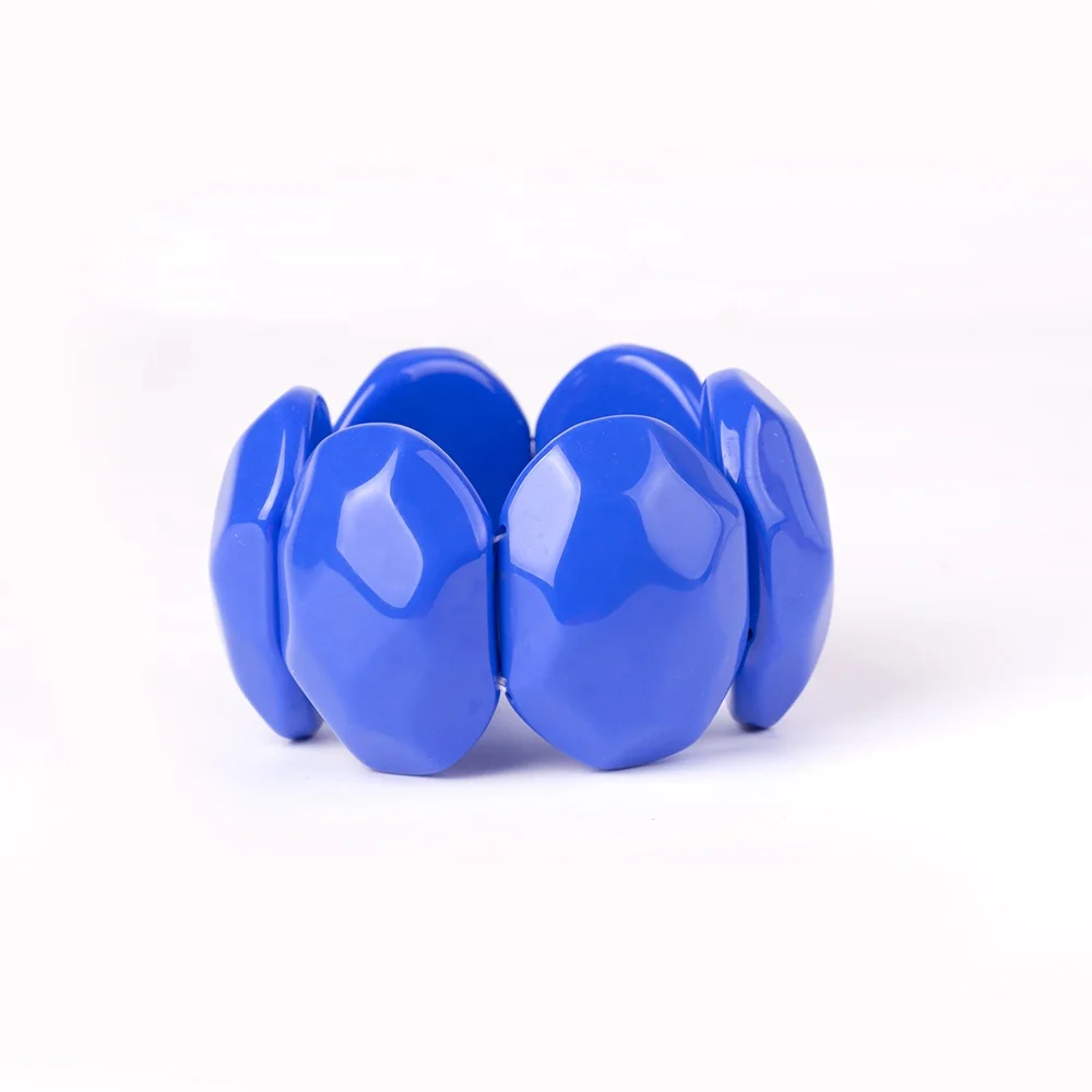 Hawaiian Jewelry Design Wholesale  Boho Amber Colour Geometric Polygon Big Size Beads Bracelet Resin Jewelries