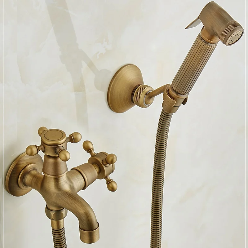 Classic Antique Brass Bathroom Shower Faucet Set with Muslim Handheld Bidet SF422