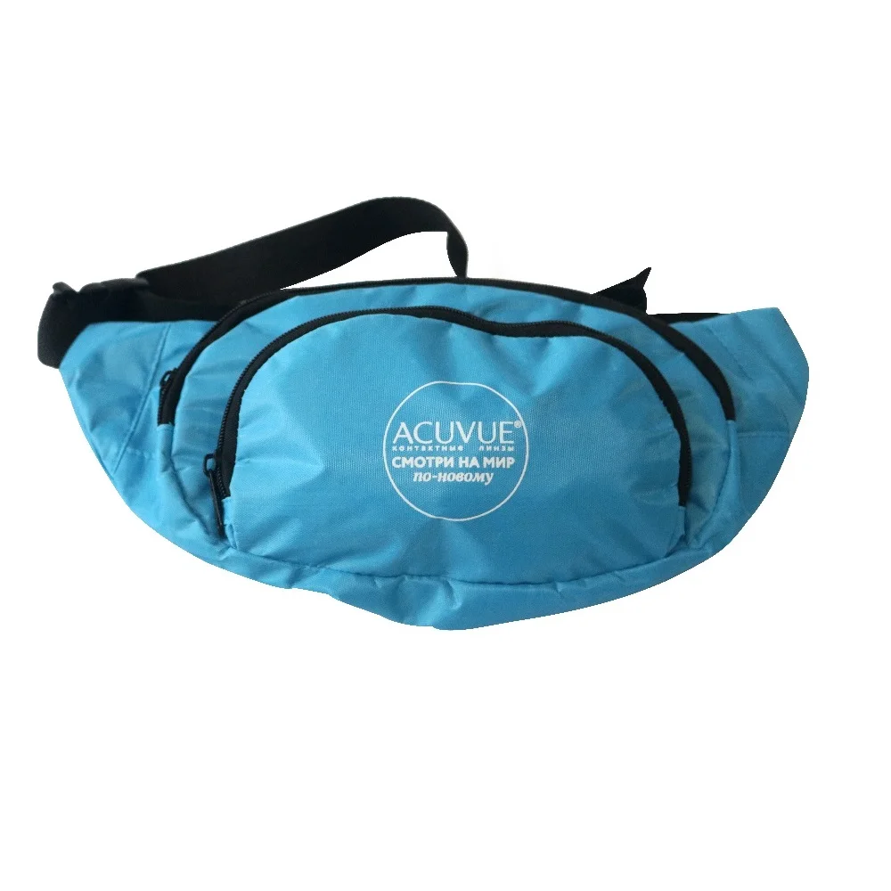 logo printed polyester sport belt zipper waist bag