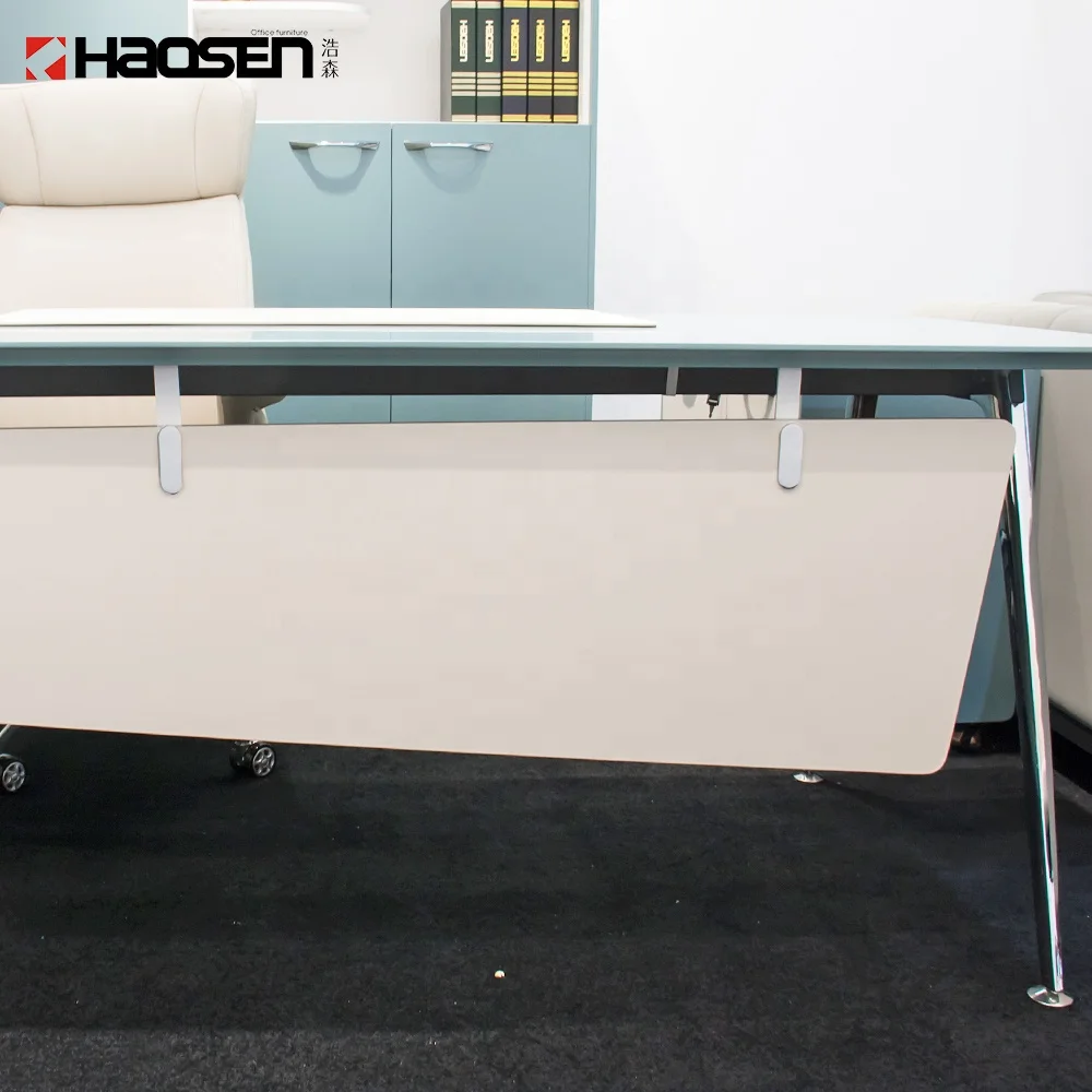 Simple modern I shaped Blue computer desk director office desk for executive Working office furniture(09002)