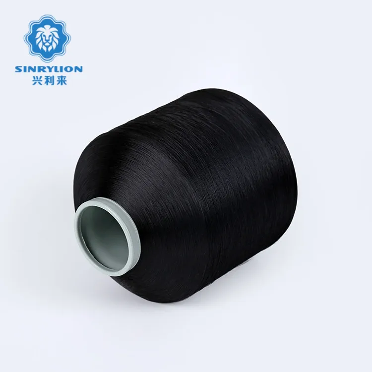 Wholesale dope dyed black 90D/600TPM FDY polyester twist warp yarn for label weaving