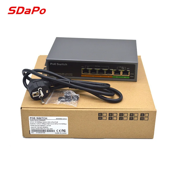SDAPO PSE604EX V2.0 4 poe + 2 восходящий удлинитель 250 м IEEE802 3af на poe коммутатор 48 В в