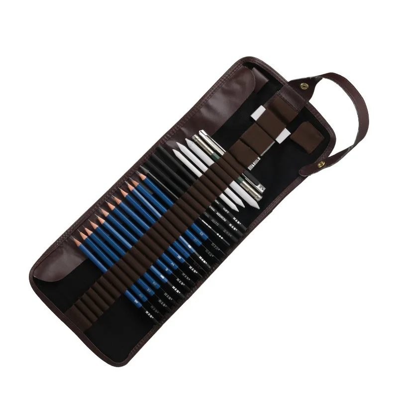 24pcs professional artist pencil drawing set with bag