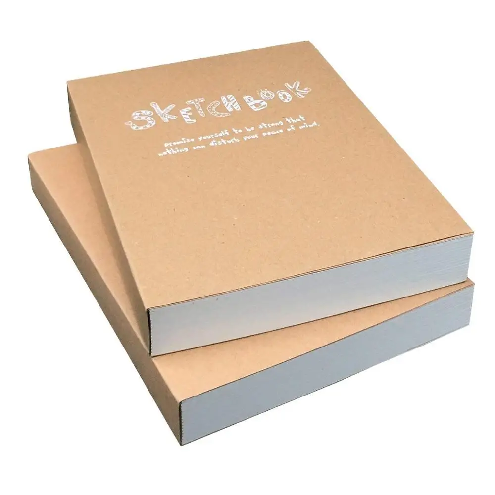 Hardcover Kraft Cover Custom Printed A4 Drawing Paper Notebook & Sketchbook for Student
