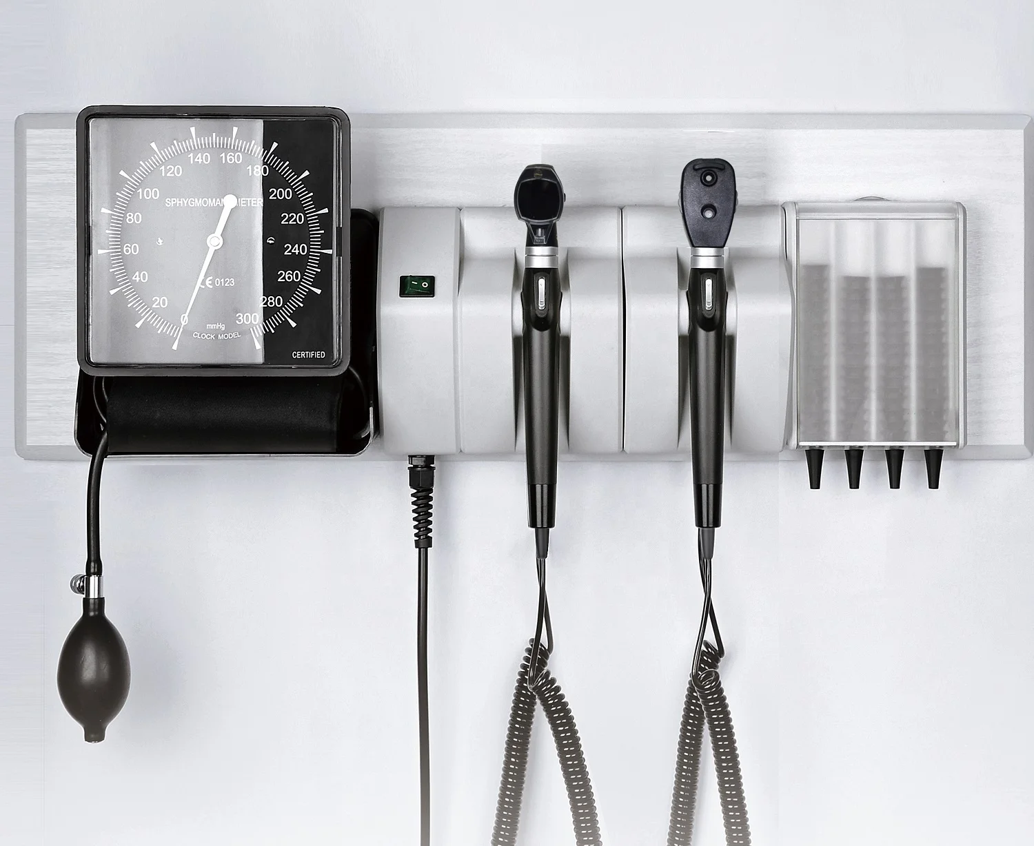 
Hot Sale Wall Mount Diagnostic Set Ophthalmoscope Otoscope and Sphygmomanometer 