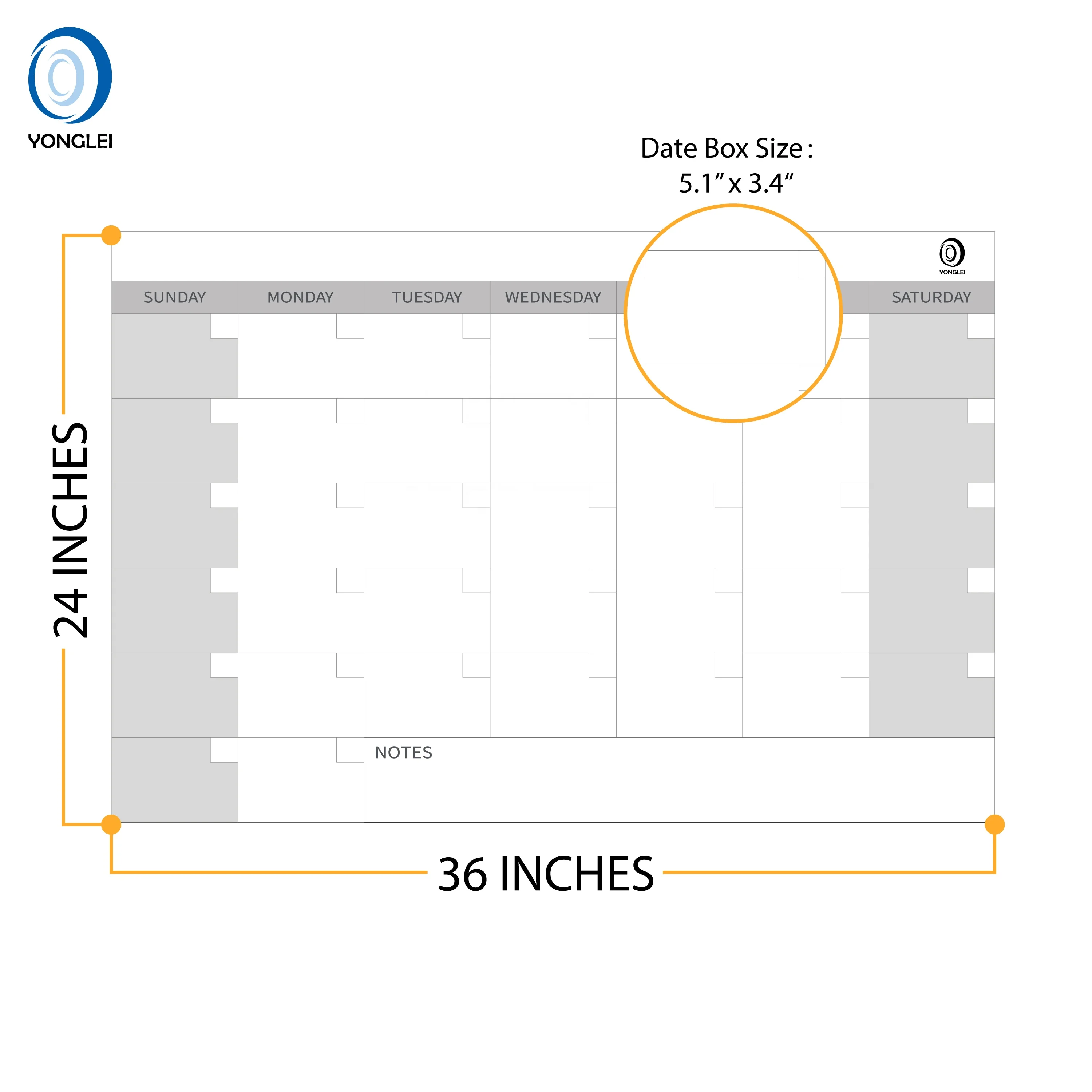
015-2A2 Dry erase large wall yearly planner poster calendar office wall calendar 