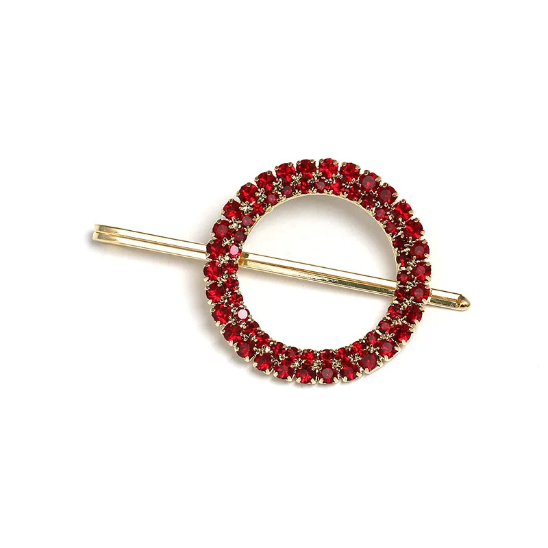 AHC19515 Wholesale 2019 New Design Gold Plated  Round Hair Clip With Candy Color Rhinestone Hair Clip Accessories For Women Girl