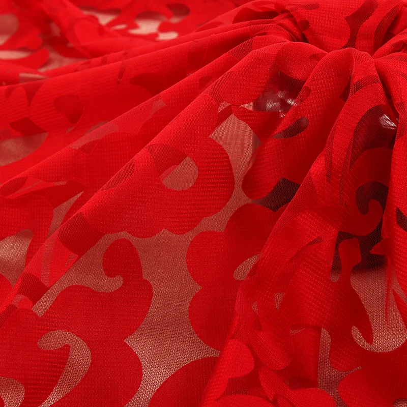 
Chinese suppliers sell cheap red fancy soft transparent burnt fabric for dress 