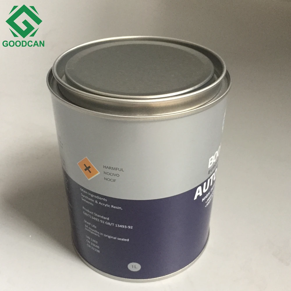 Iron tinplate 1 liter paint bucket 1 liter round  paint can with lid