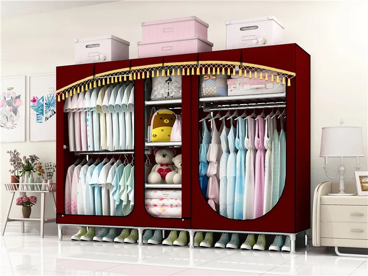 
Simple style wardrobe non-woven fabric folding cloth storage assembly closet large size cabinet wardrobe 777 