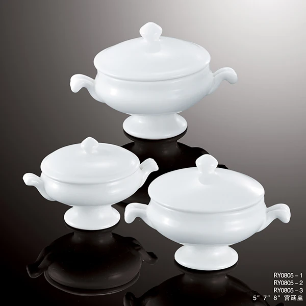 
Factory direct wholesale hotel soup bowl large white porcelain ceramic tureen 