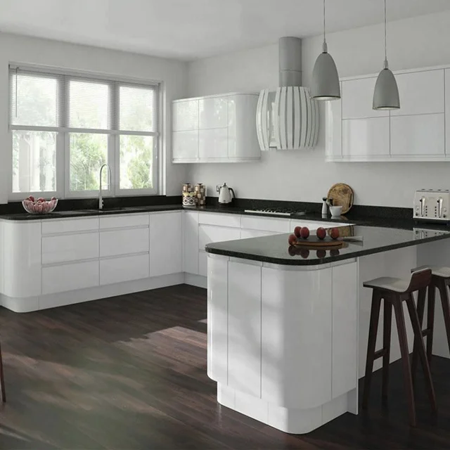 Новая модель изогнутых кухонных шкафов Vermonhouzz современный дизайн опытный поставщик из Китая