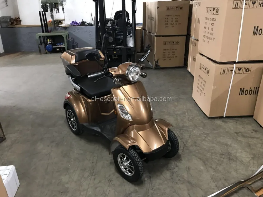 
2019 Top Seller 1000W 4 wheel electric scooter with roof and portable battery for old people 