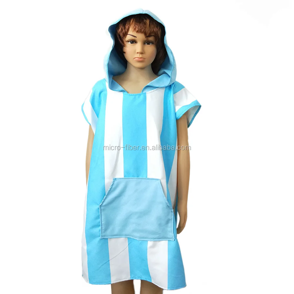 Super absorbent custom Microfiber printed kids hooded poncho towel