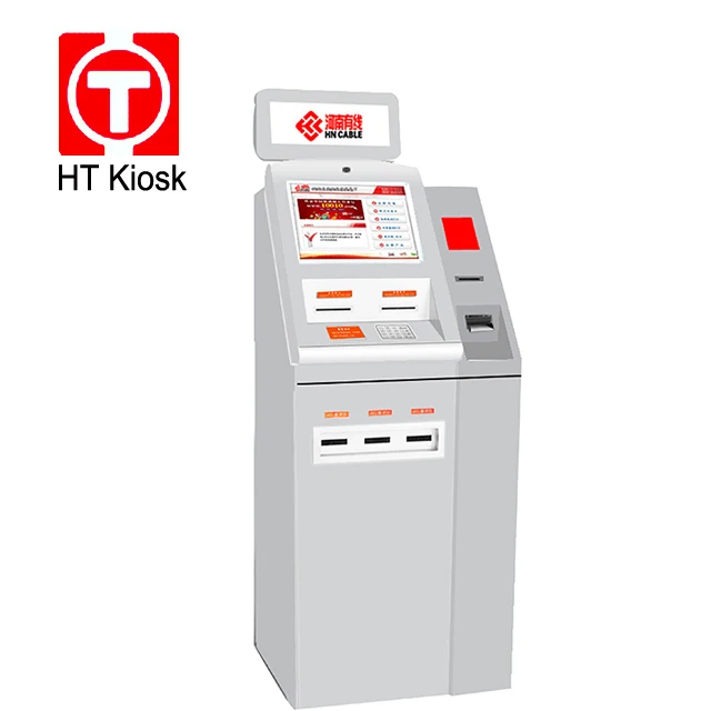 19 21.5 inch Dual Screen Card Dispenser Kiosk With Cash Accept SIM Card reader Mobile terminal machine thermal printer