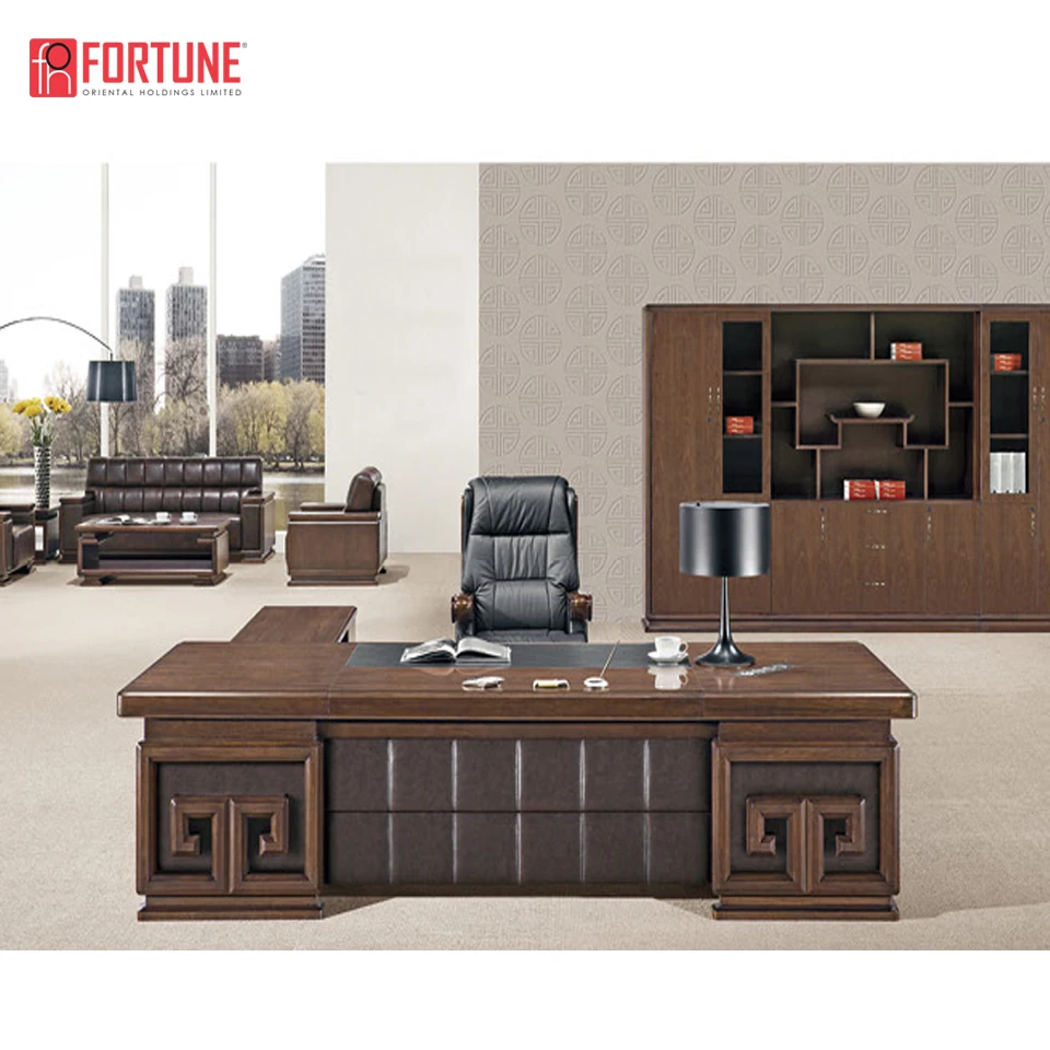 Simple modern office design light walnut wood office desk