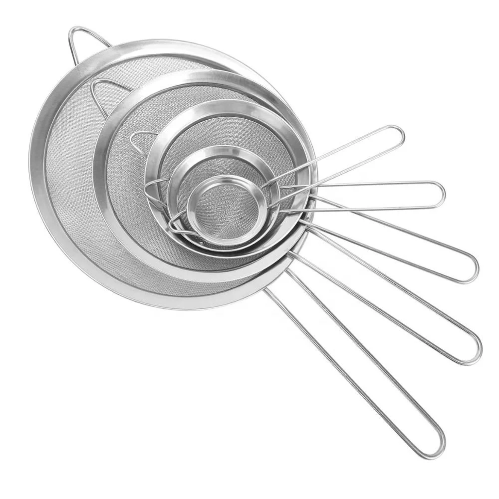 Premium Quality Stainless Steel Fine Mesh Strainers with Wide Resting Ear Design
