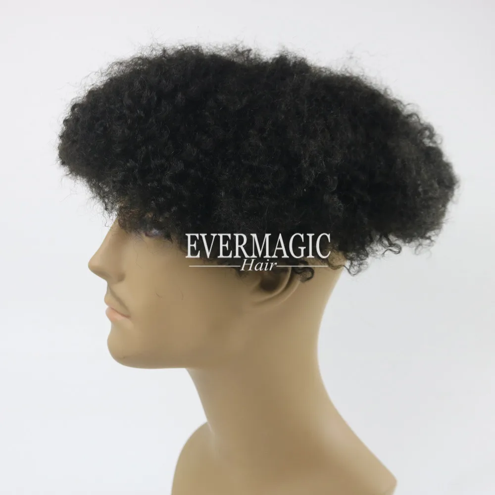 
6mm Afro Kinky Mens Toupee for Black Men Hair Wigs Human Hair Replacement For Hair Loss Men 