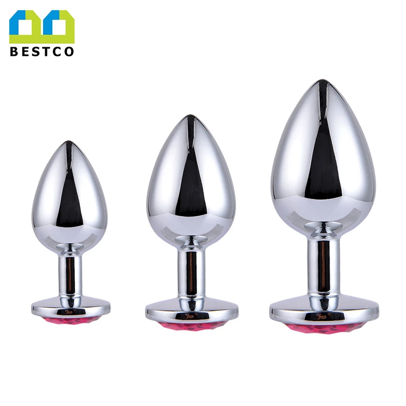 Large Size 95*40mm Stainless Steel Diamond Silver Metal Anal Plug with Jewel Stone
