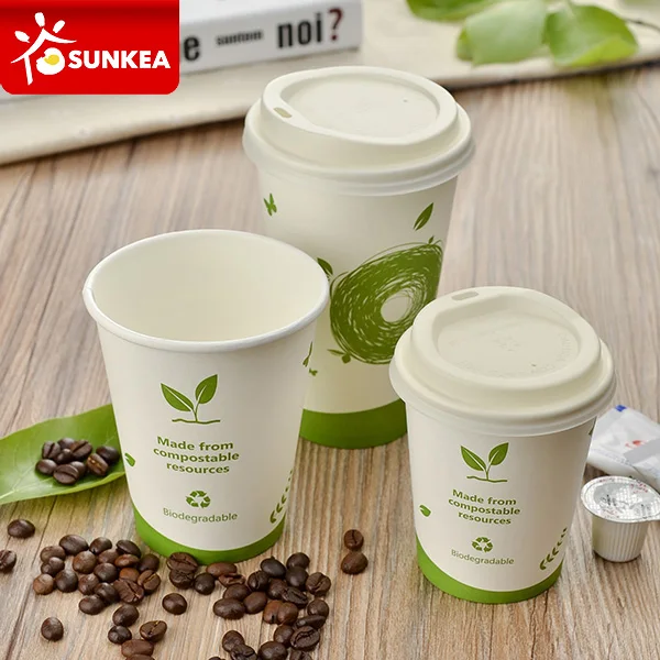
Biodegradable compostable single wall coffee coated PLA paper cup 