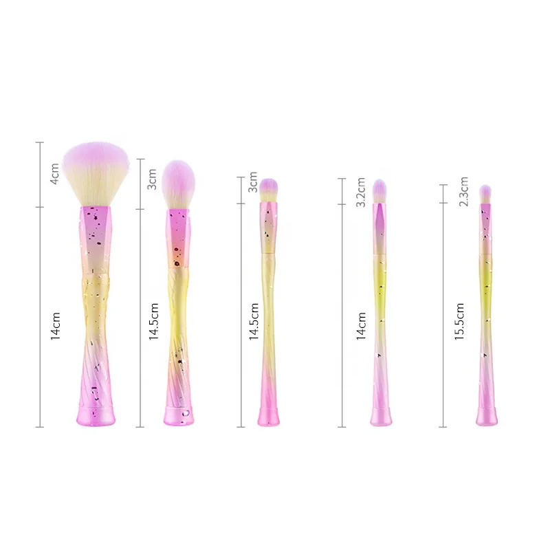 
5pcs Fresh Design Gradient Water-drop Pattern Fish Tail Makeup Brushes 