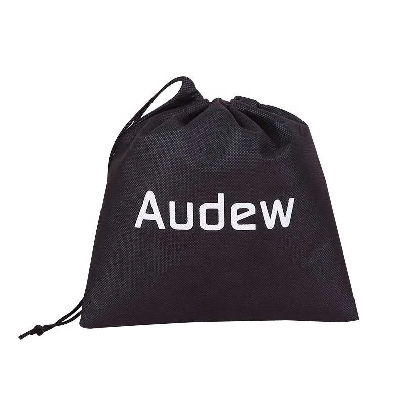 eco-friendly nonwoven fabric cheap price shoe gift packaging draw string bag, custom printed small black jewelry drawstring bag